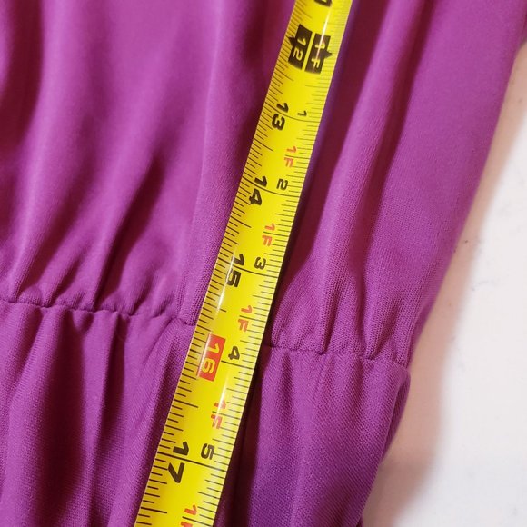 vintage 1970's dress size Medium balloon sleeves sheer purple pleated white trim - Picture 6 of 7